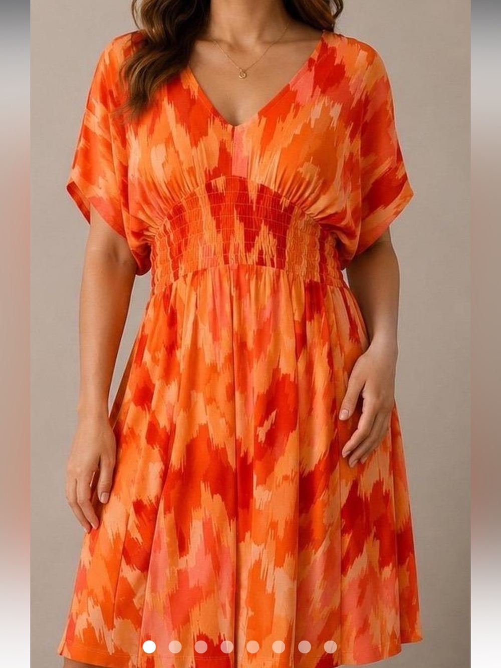 Old Navy Orange and Coral V‑Neck Maxi Dress